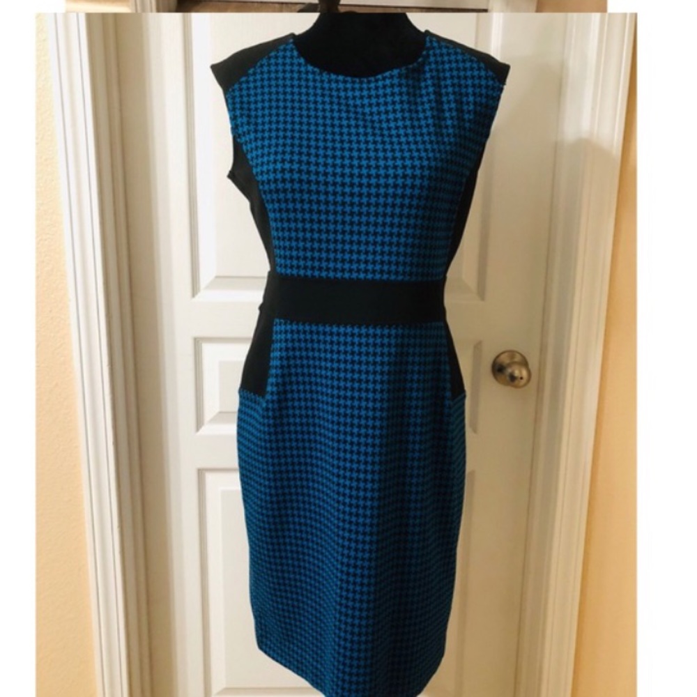 New York & Company Blue Houndstooth Dress